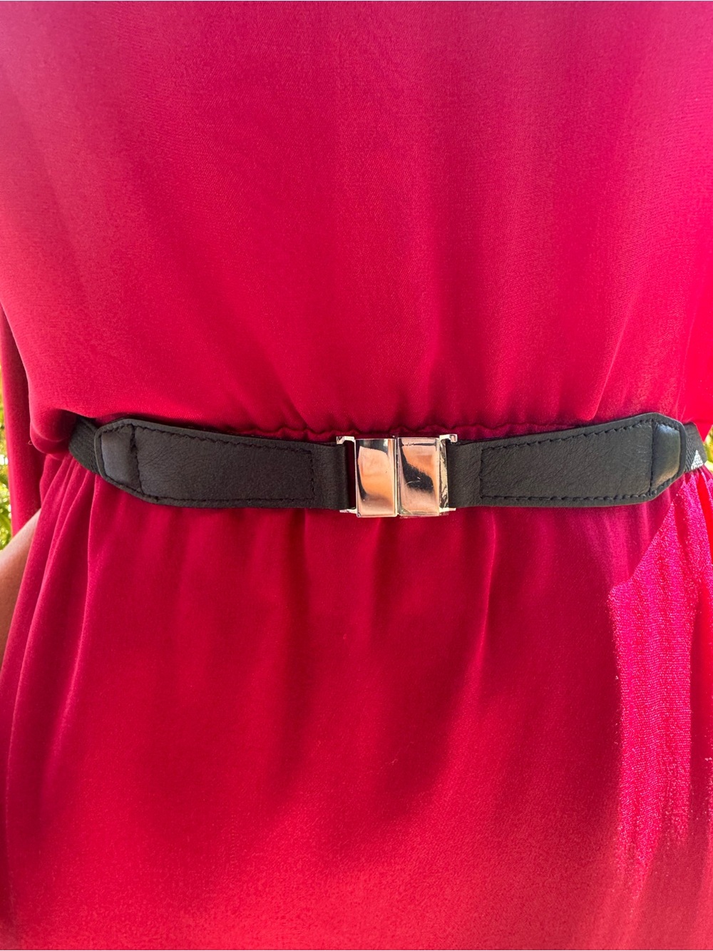 Haute Hippie Off-Shoulder Magenta Long-Sleeve Dress with Belt - Picture 8 of 12